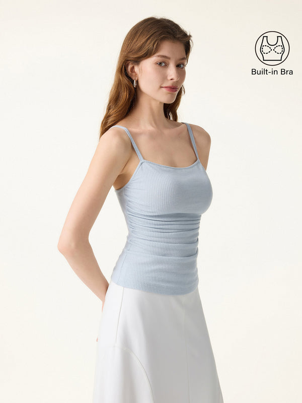 Soft Textured Adjustable Spaghetti Bra Tank