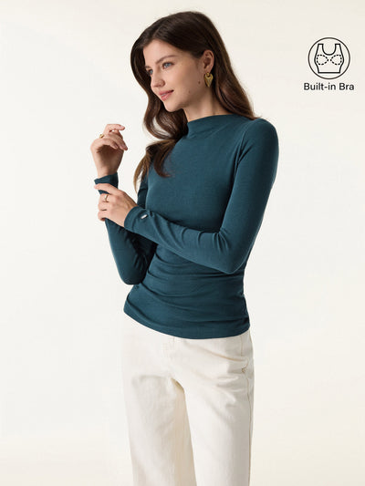 LiteWarm Mockneck Long Sleeve Brami Forest Night XS