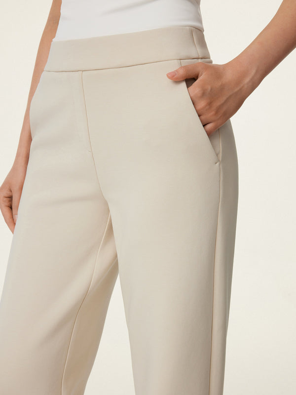 Textured Mid Rise Pull-on Straight Pant with Pockets