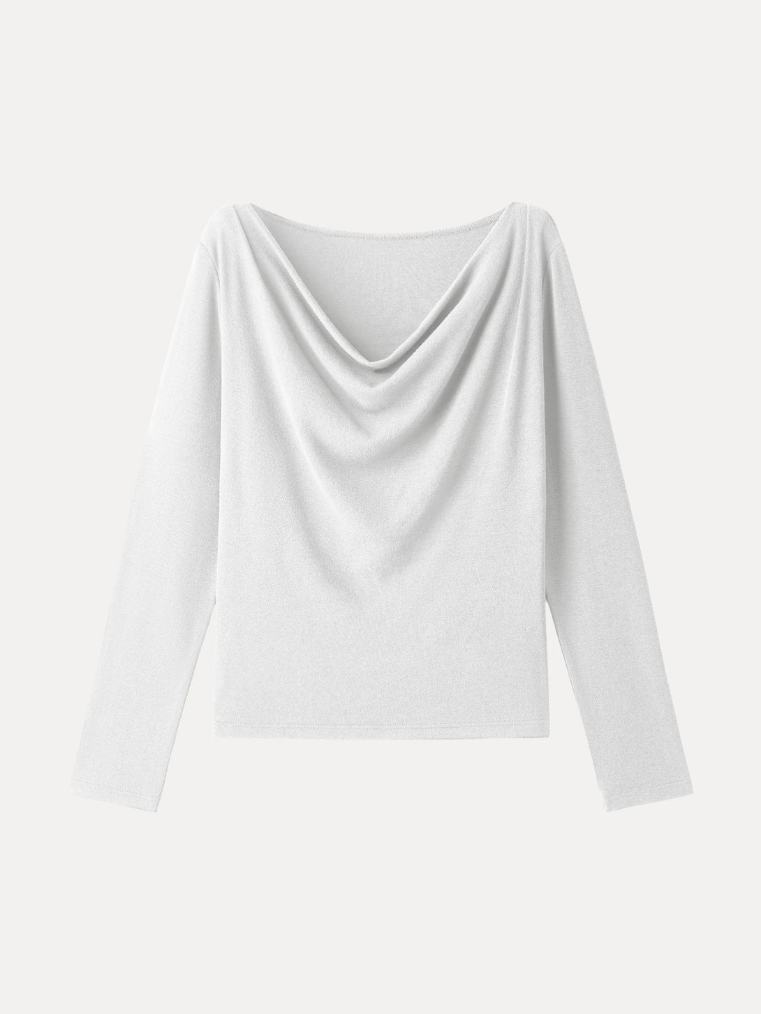 Effortless Cowl Neck Long Sleeve Top White XS