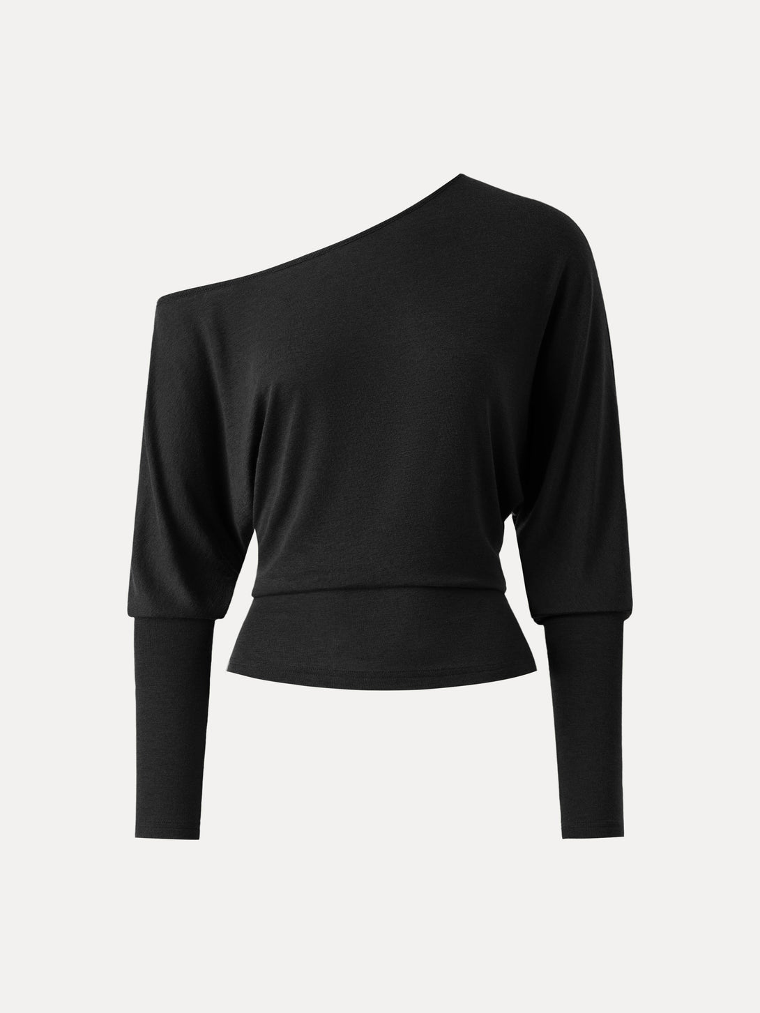 Lyocell Cashmere Cold-Shoulder Semi-Sheer Top Black XS