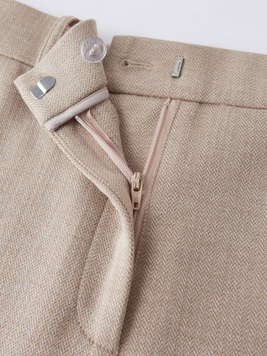 Herringbone Mid Rise Straight Leg Pants with Pockets