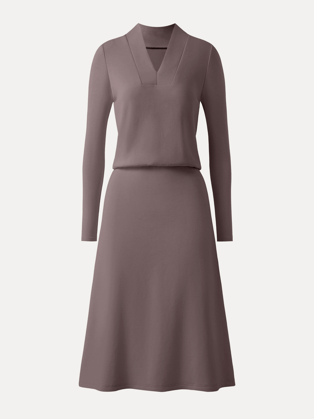 Elevated V-neck Long Sleeve Cinched Midi Dress Deepest Mauve XS