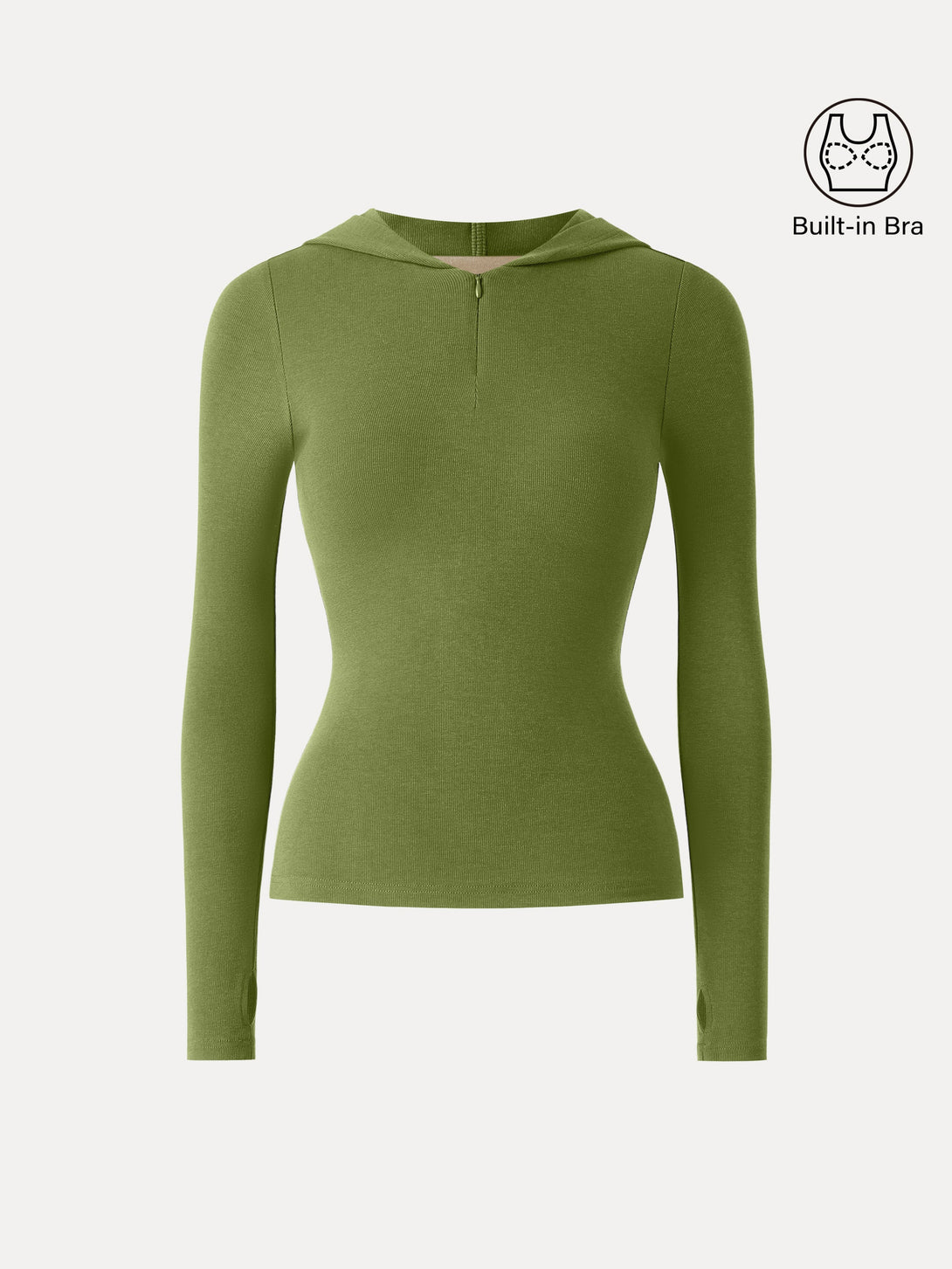 Slim Fitted Quarter Zip Pullover Hoodie Peri Green XS