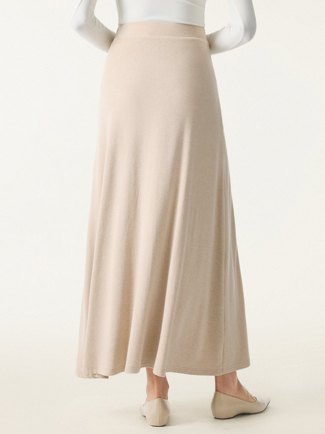 2Pcs Set Slanted Mockneck Ruched Brami & Mid Rise Pull-on Flared Maxi Skirt