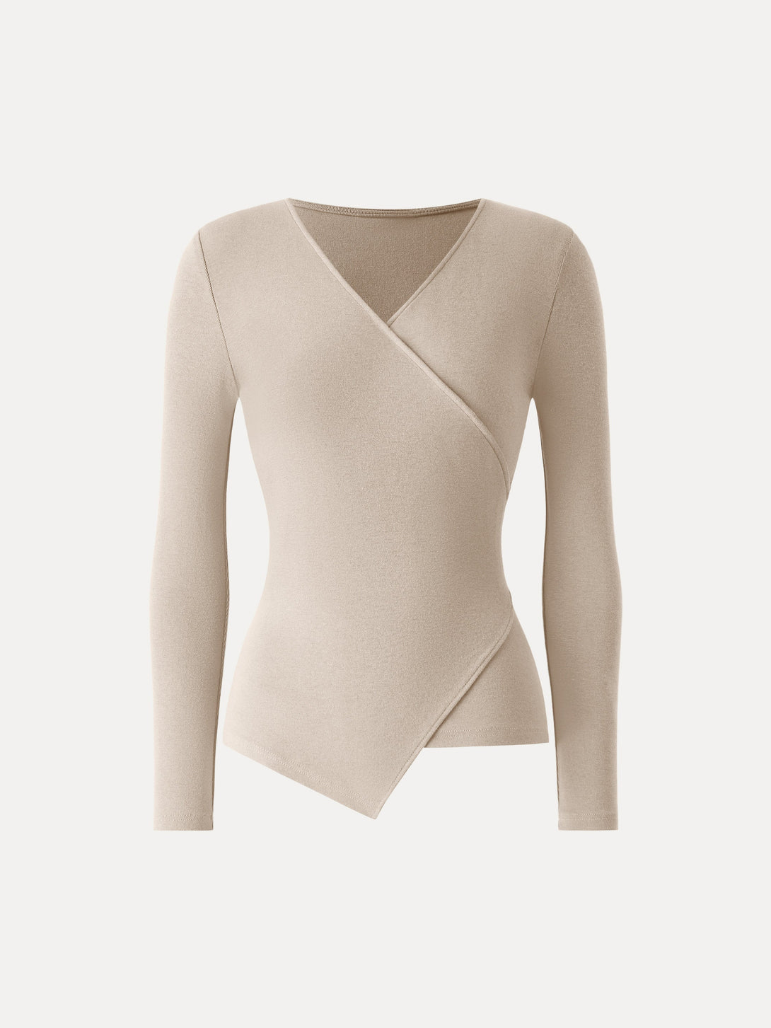 Surplice Skimming Long Sleeve Top Natural Calico XS