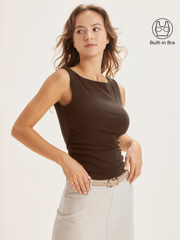 Boat Neck Brami Tank Top Espresso XS