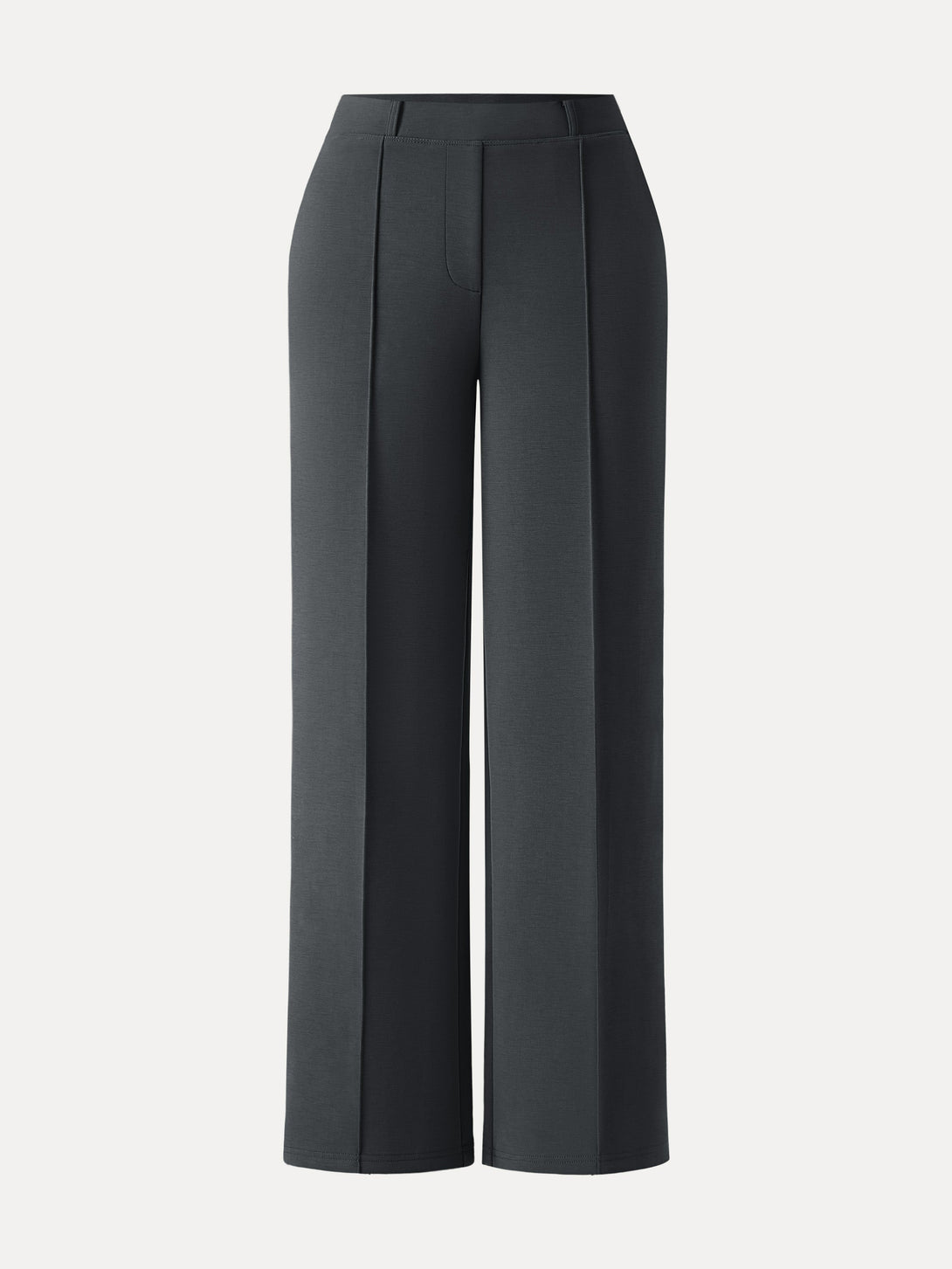 Wrinkle-Resistant Mid Rise Straight Leg Pants with Pockets Regular Blue Charcoal