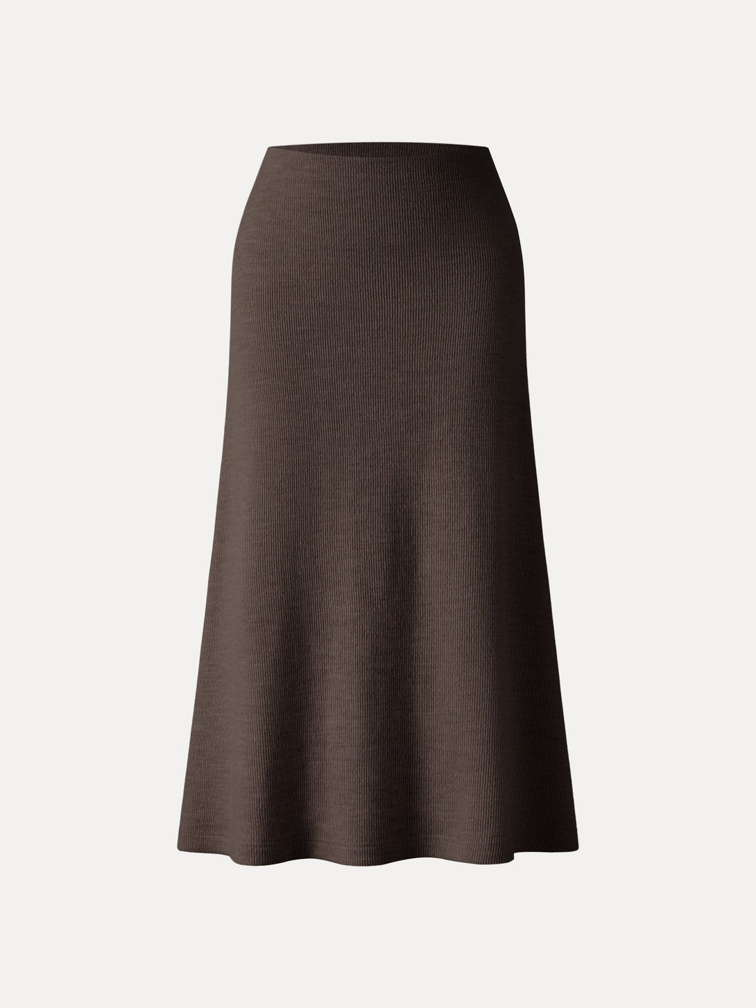 Invisible Slimming Waistband Ribbed Midi Pull-on Skirt Black Chocolate XS