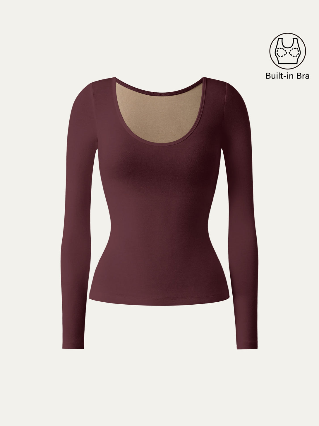 Scoop Neck Long Sleeve New Airy Brami Ruby M