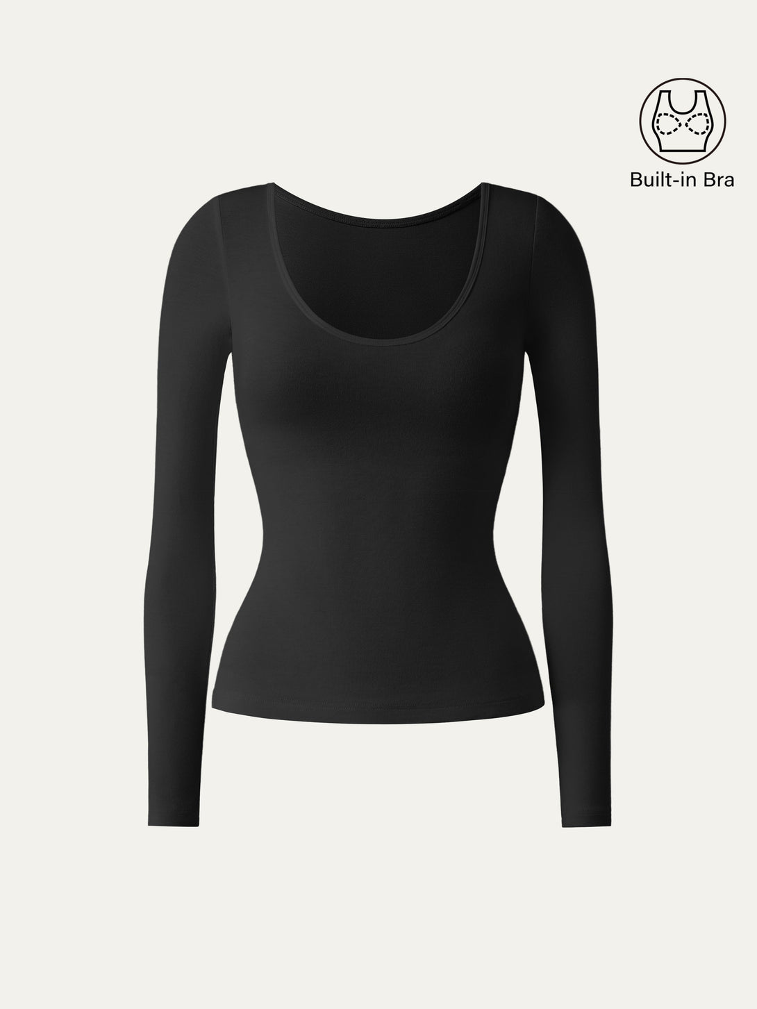 Scoop Neck Long Sleeve New Airy Brami Black M