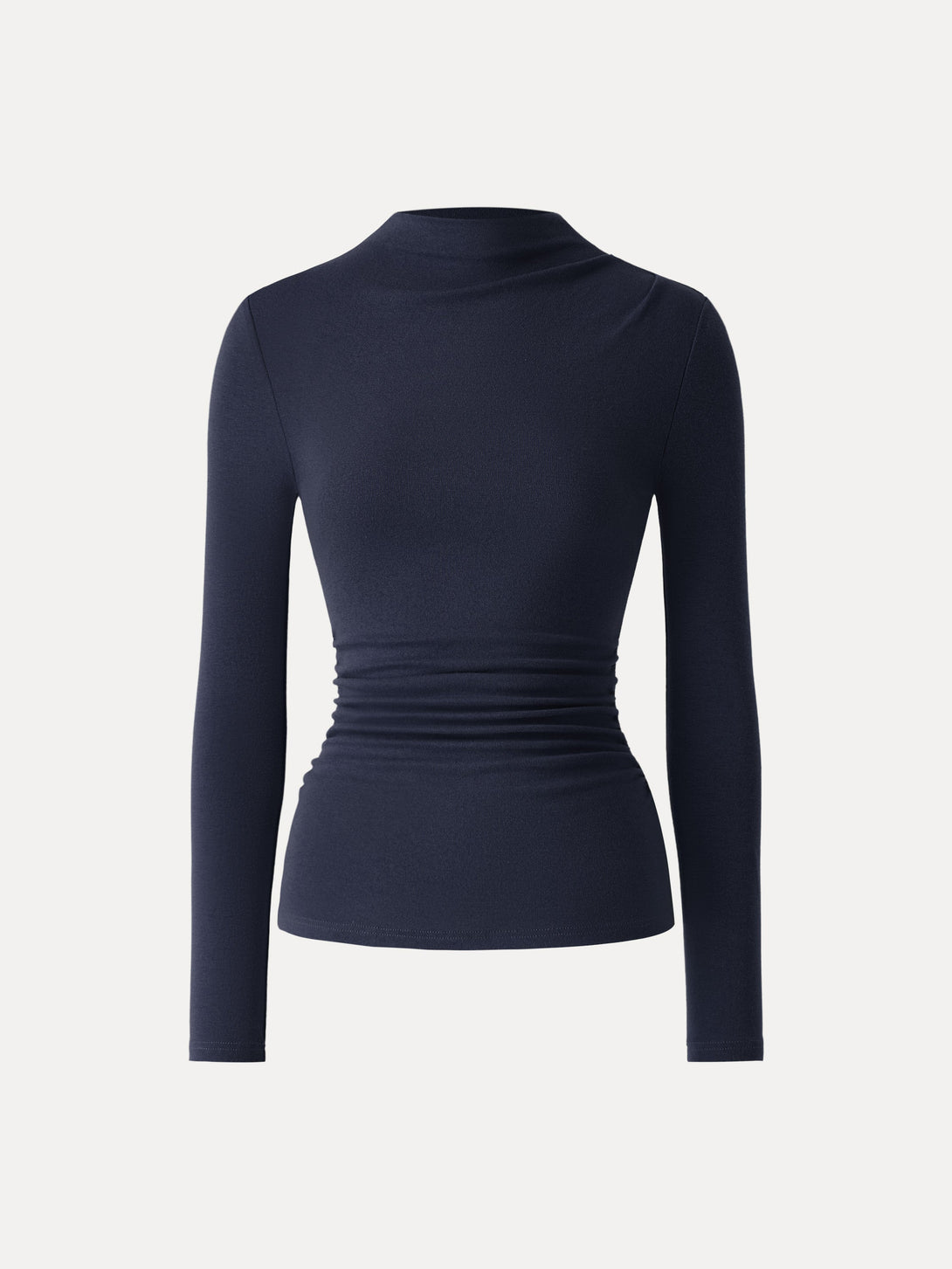 Mockeneck Ruched Long Sleeve Top Midnight Navy XS