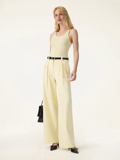 4-Way Stretch Drapey Mid Rise Wide Leg Work Pants