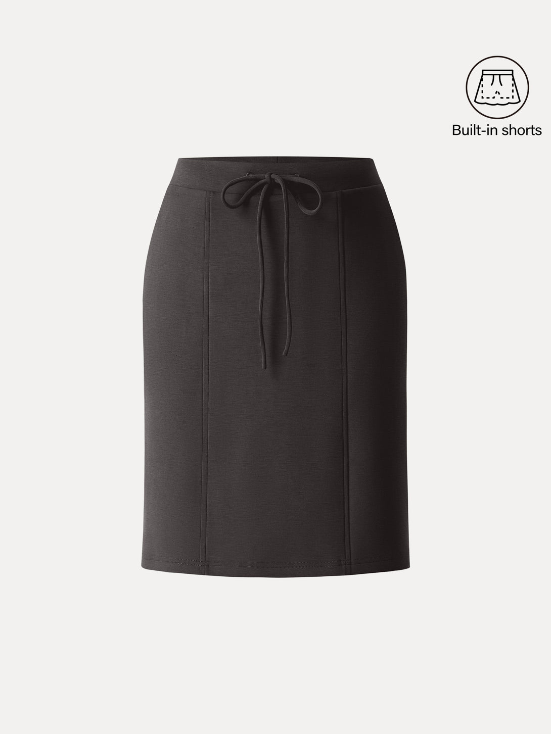 Modal Spacer A-line Pull-on Midi Skirt with Pockets Black Chocolate XS