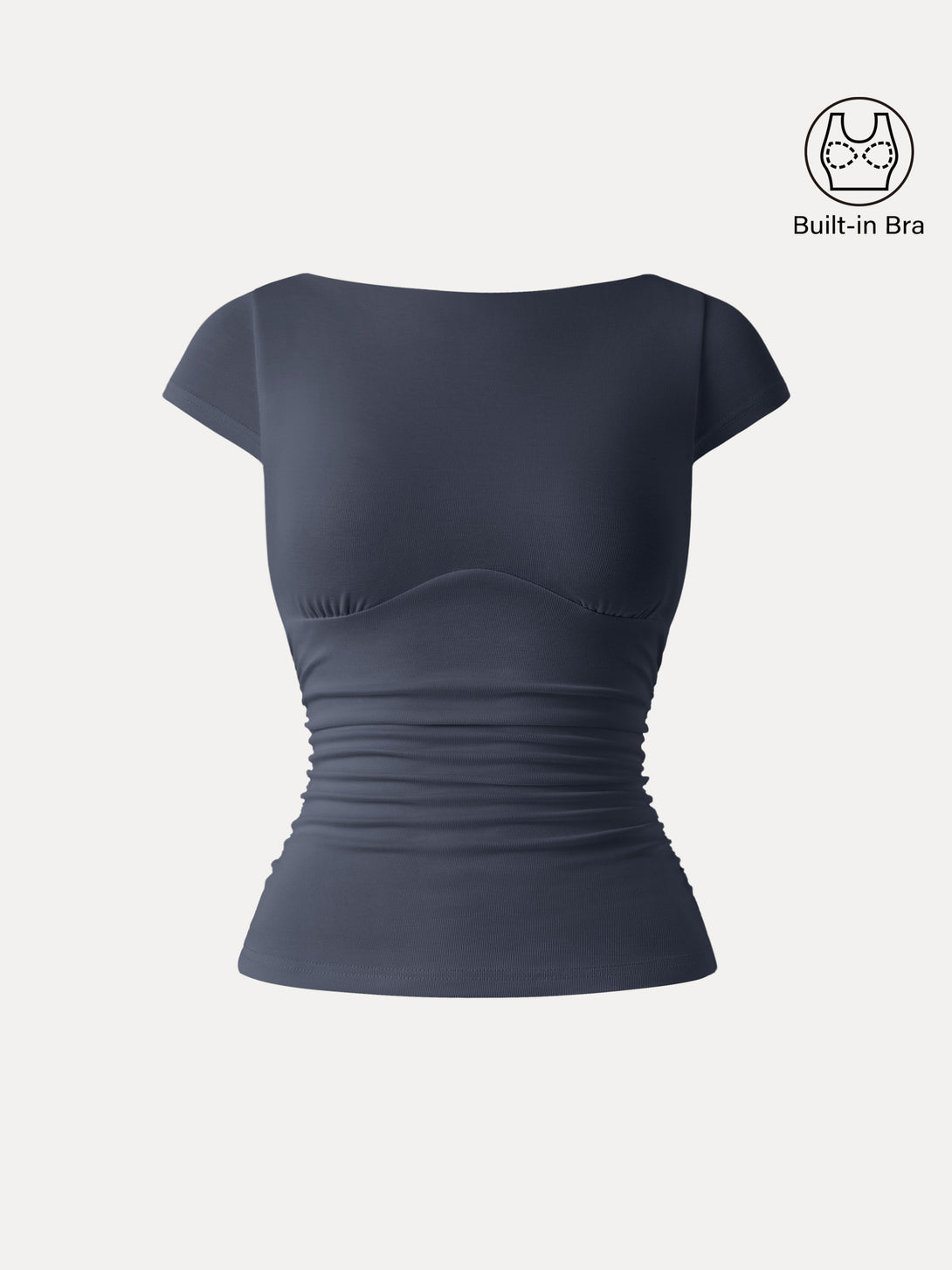 Sandwashed Boatneck Cap Sleeve Ruched Brami