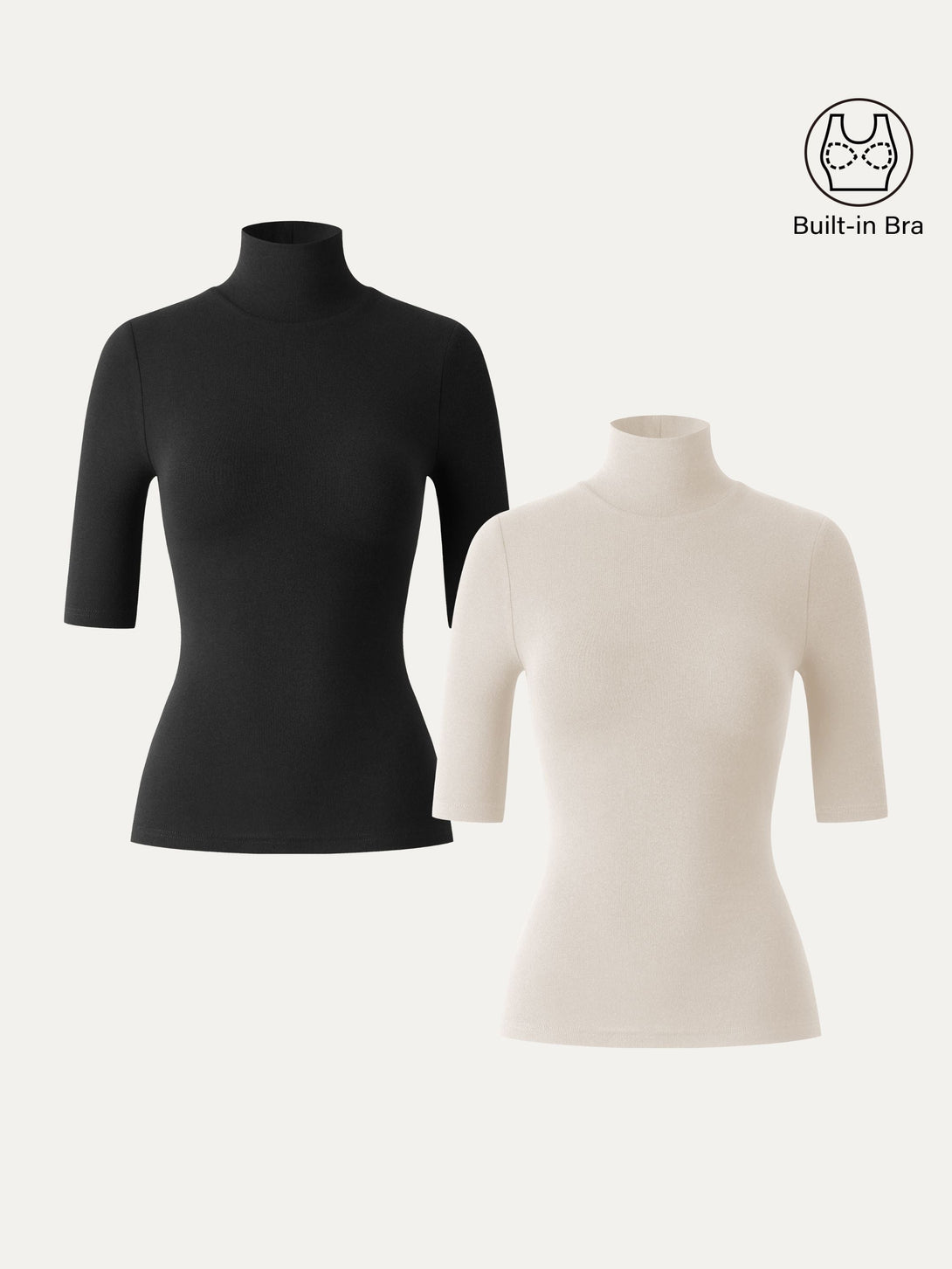 2Pcs Set Essential Turtleneck Elbow Length Sleeve Brami