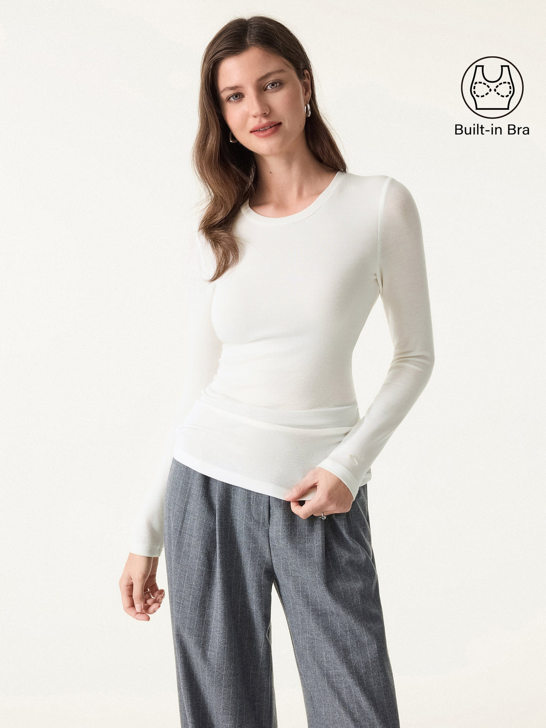 LiteWarm Crewneck Long Sleeve Brami Off White XS