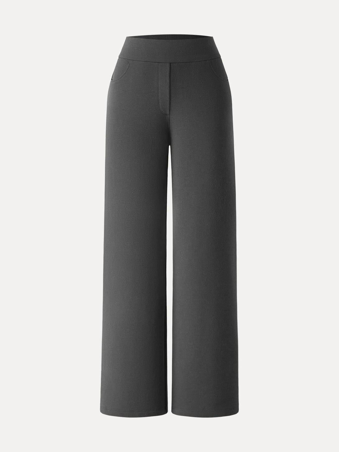 Mid Rise Wide Waistband Wide Leg Pull-on Pants with Pockets
