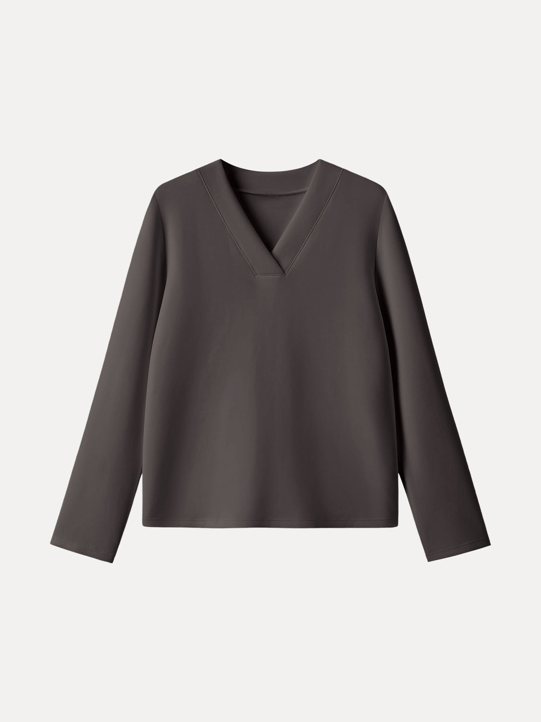 Modal Spacer V-neck Long Pullover Shirt Wenge XS