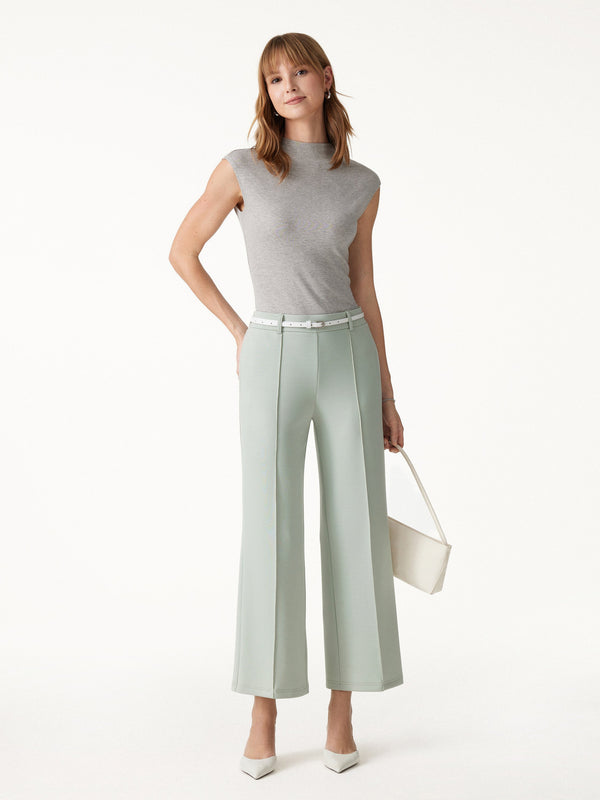 OGLmove Lyocell Spacer Knit Cropped Straight-Leg Pants with Pockets