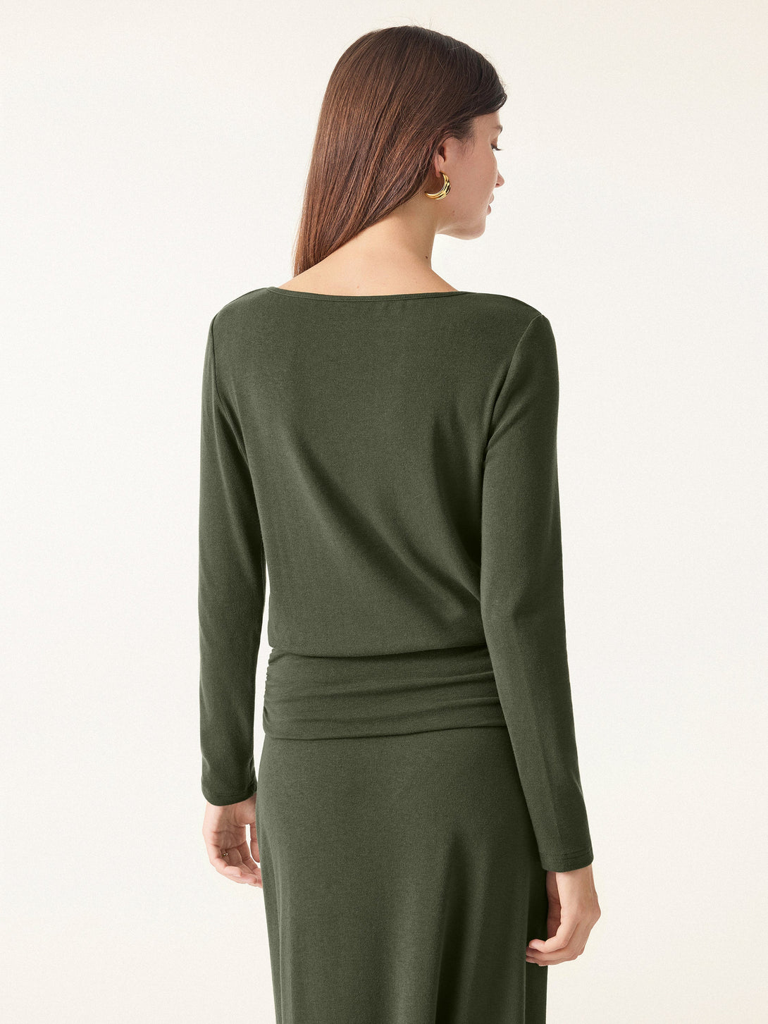 Light Warm Round Neck Side Ruched Top