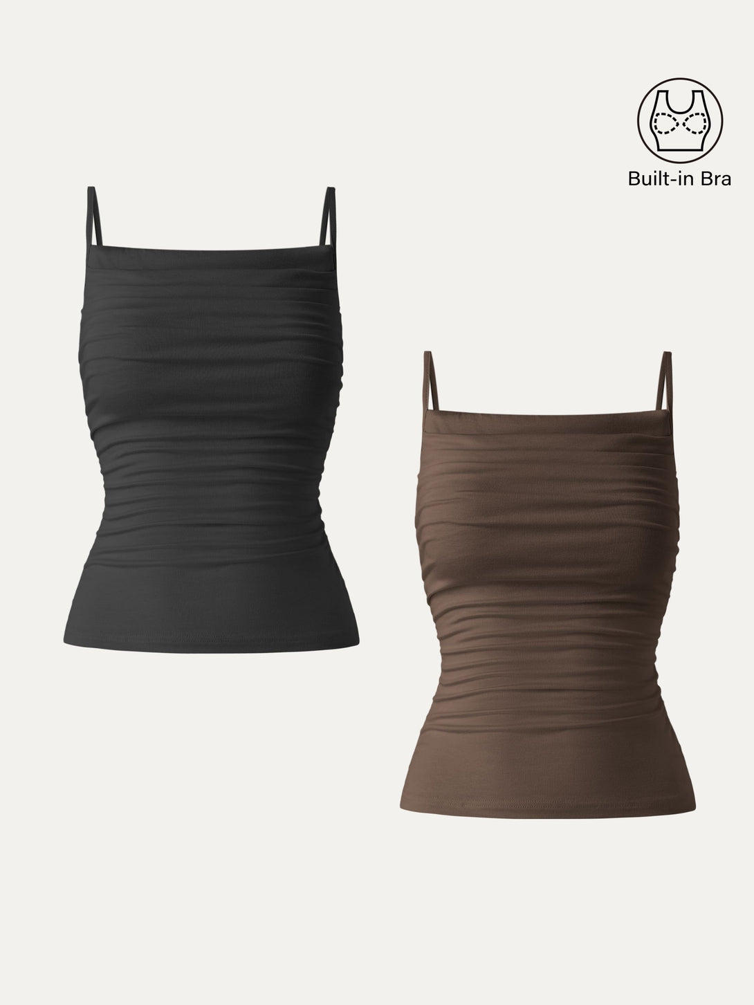 Adjustable Spaghetti Straps Side Ruched New Airy Brami Black/Cocoa XS