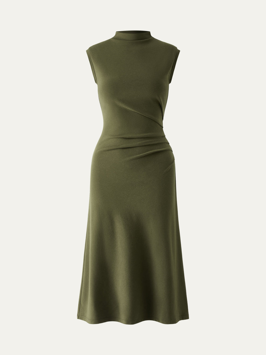 Mockneck Tucks Midi Dress Petite Olive