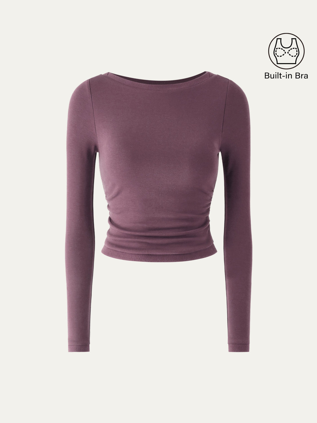 Boatneck Long Sleeve Brami Top Rose Plum XS