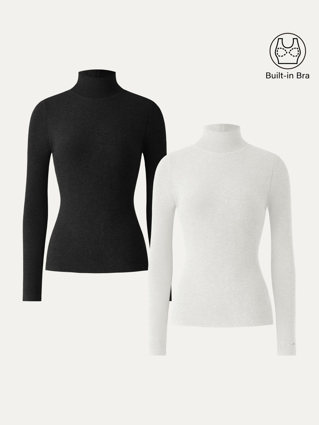 2Pcs Set MaxWarm Turtleneck Long Sleeve Brami Black/White XS
