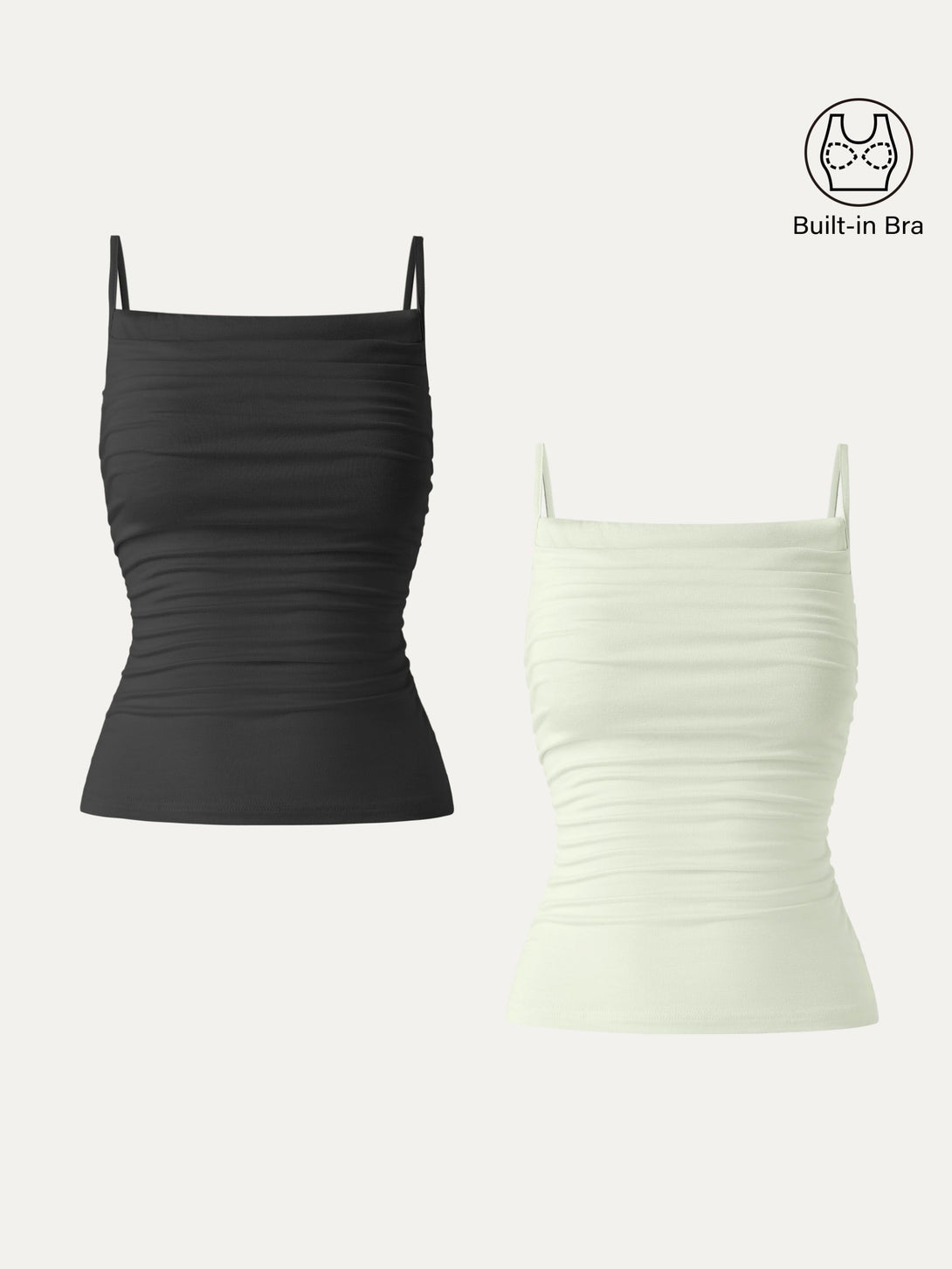 Adjustable Spaghetti Straps Side Ruched New Airy Brami Black/Pastel Lily XS