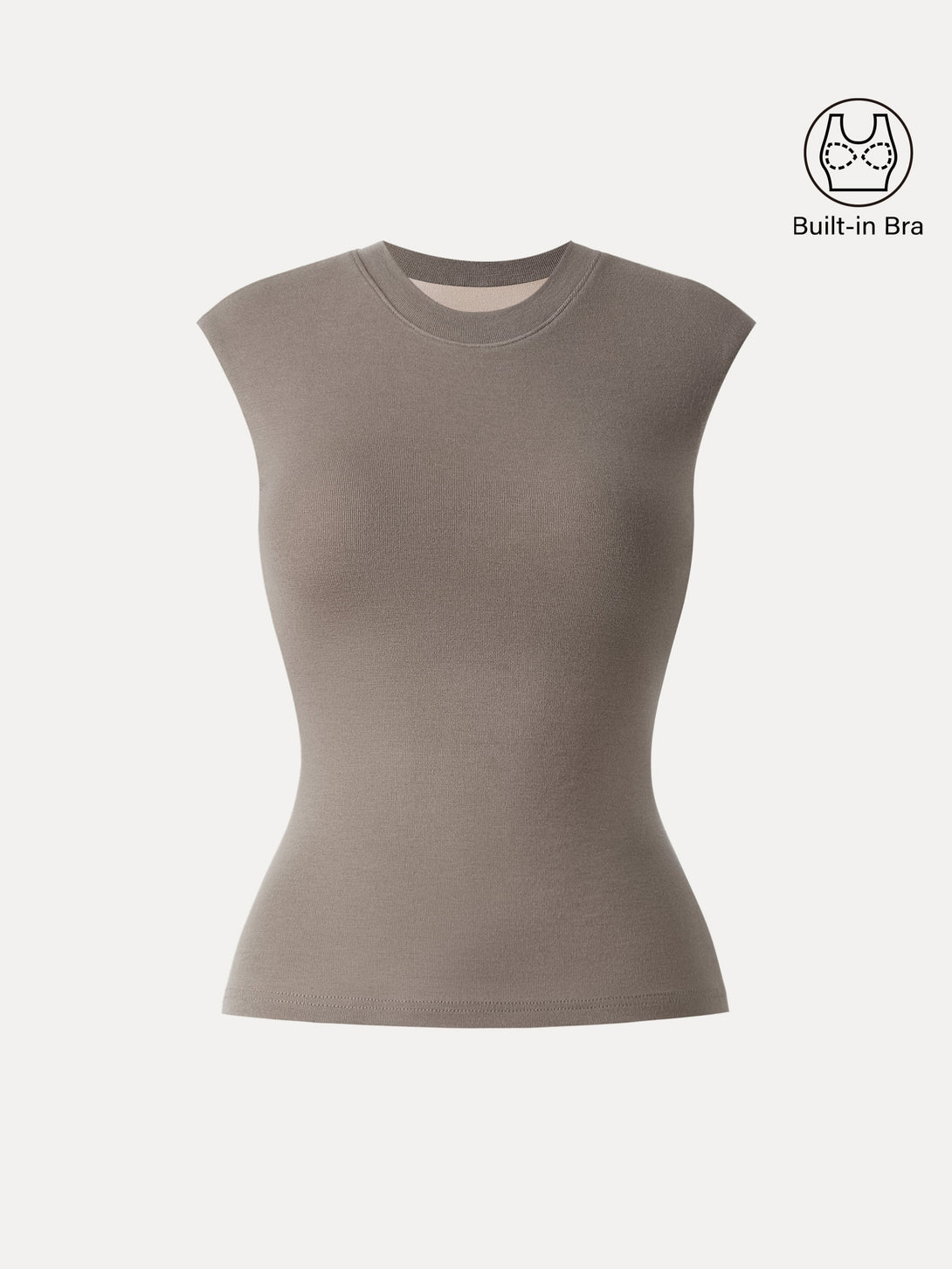 Lyocell Cashmere Crew Neck Wide Shoulder Brami Dark Beaver XS