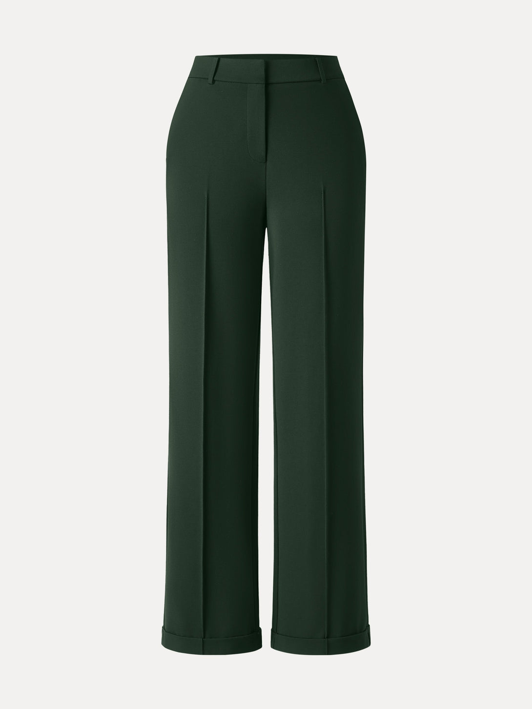Stretch Ponte High Rise Straight Leg Pintuck Trousers Regular Jungle Leaf