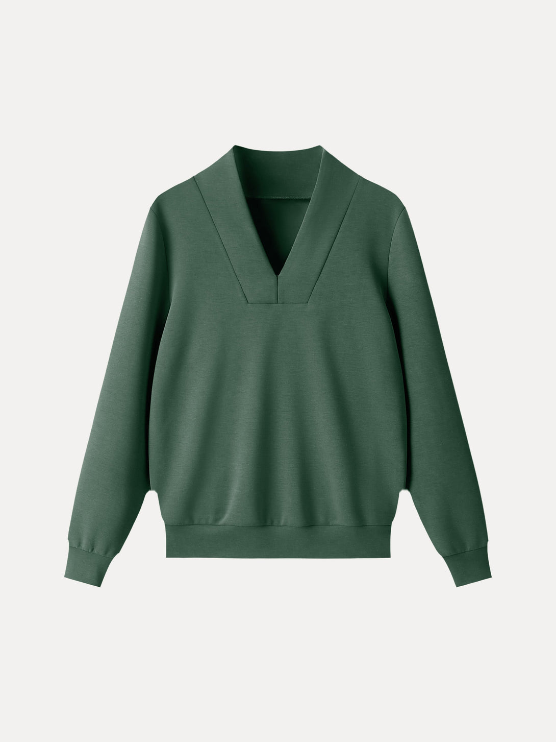 Essential V-Neck Long Sleeve Pullover Top Calactic Stream XS