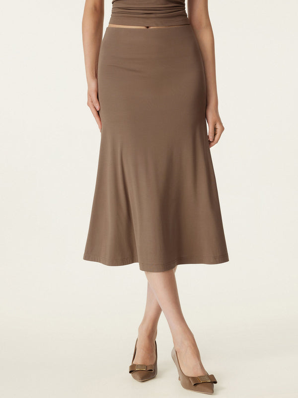 Breezy Pull-on Mermaid Midi Skirt Iced Mocha XS