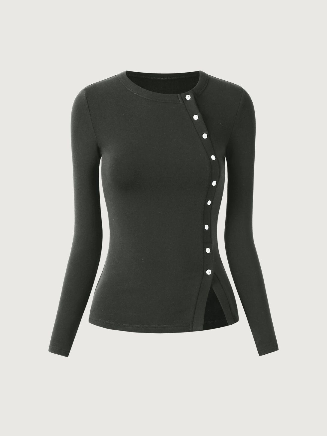 Asymmetrical Placket Top Caldwell Green XS