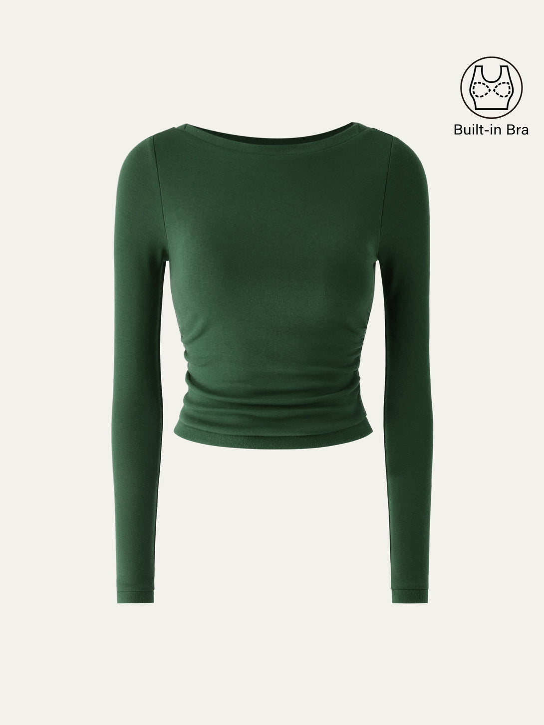 Boatneck Long Sleeve Brami Top Bush Green XS