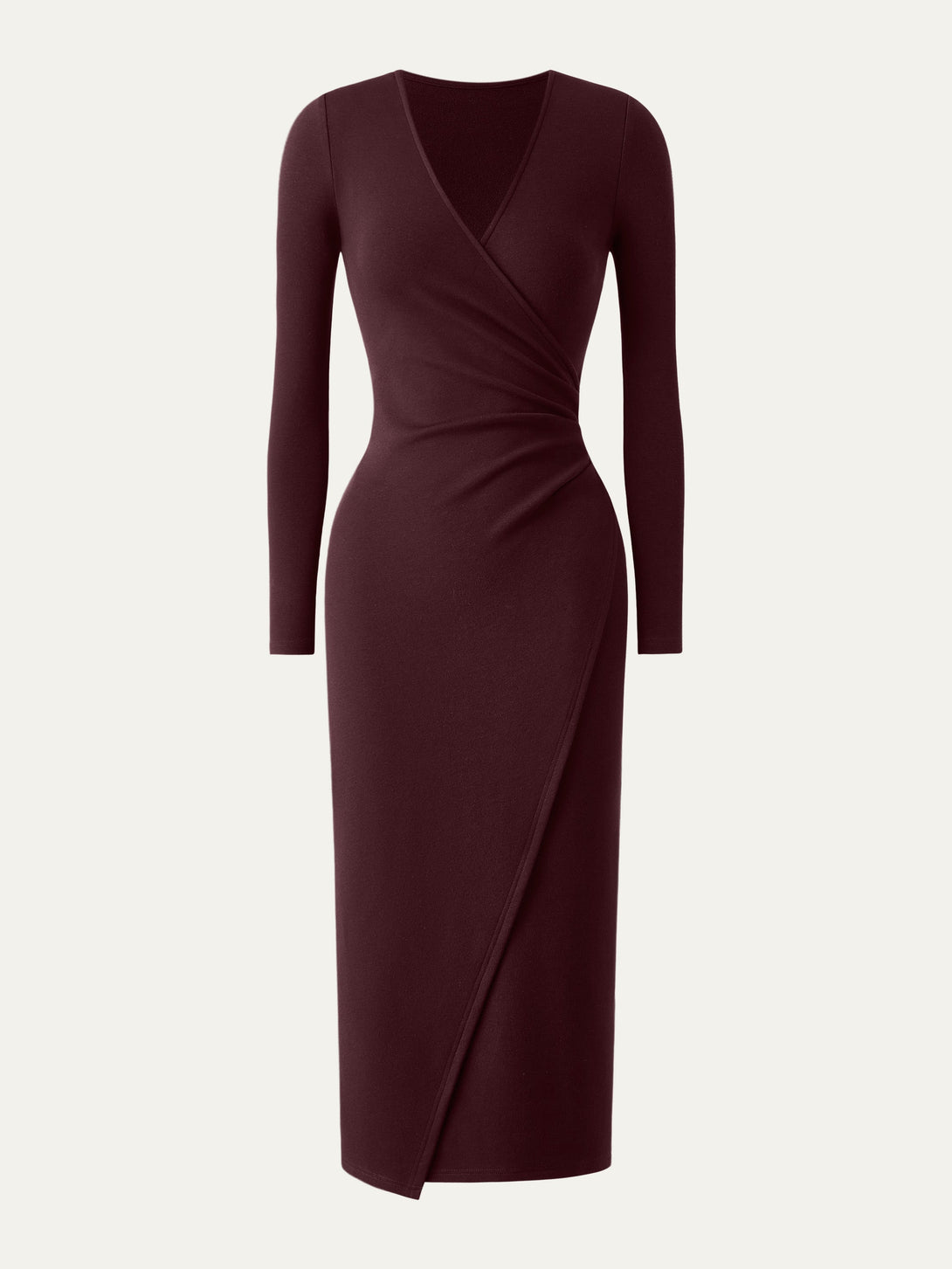 Surplice Wrap Long Sleeve Dress Ruby Berry XS