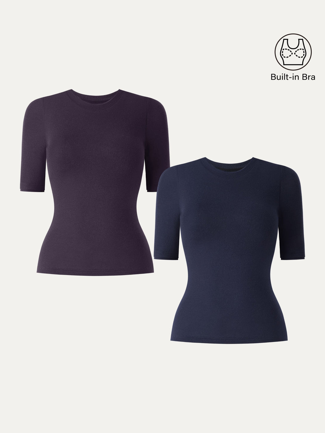 Lyocell Cashmere Crewneck Layered Cuff Brami Smoky Navy/Purple Gloam XS