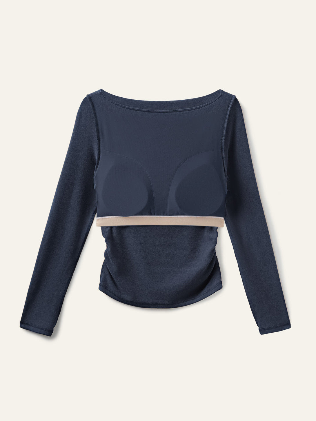 2Pcs Set Modern Side Ruched Boatneck Brami Top