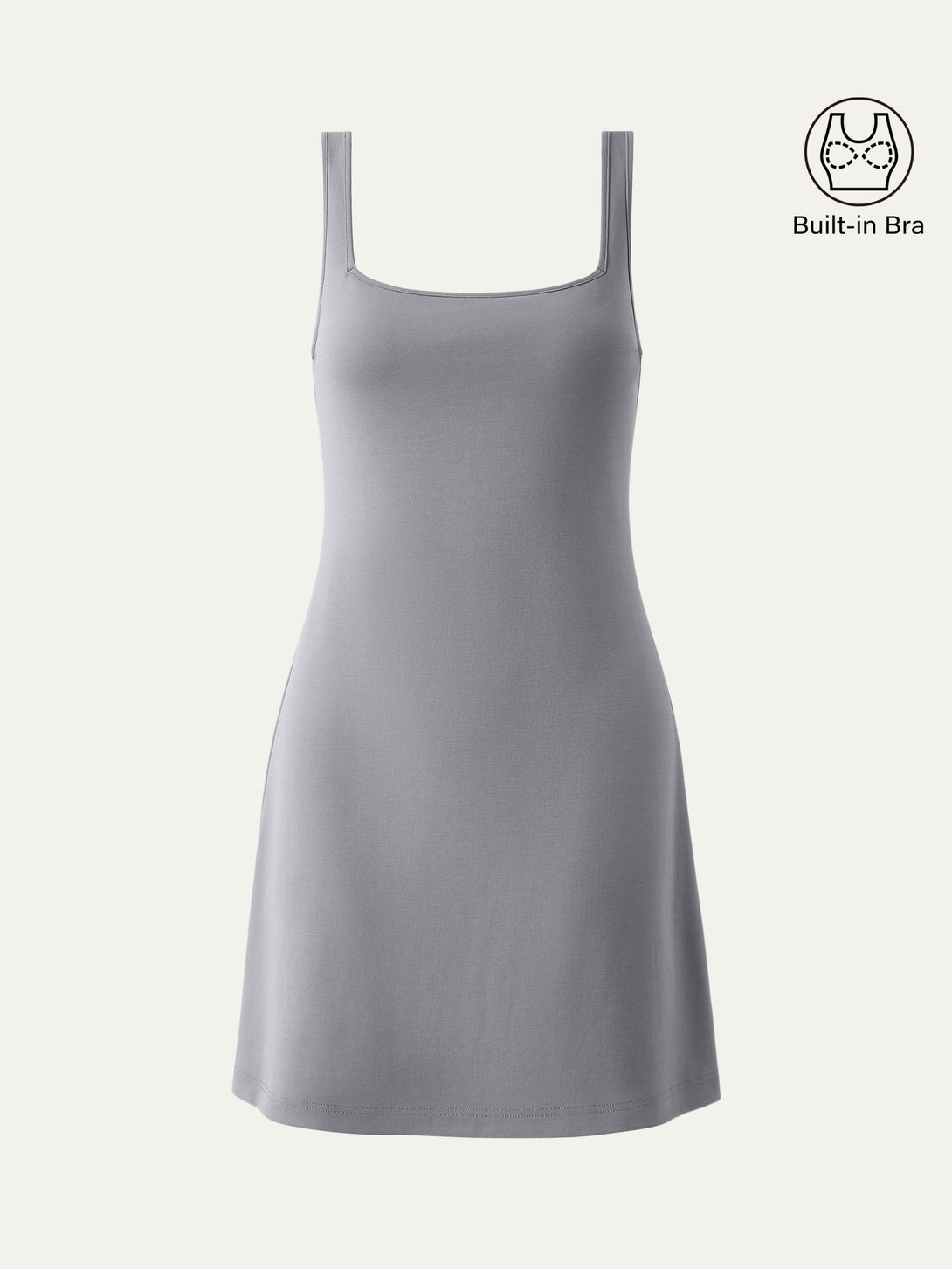 Everyday Square Neck New Airy Brami Dress Koala Grey S
