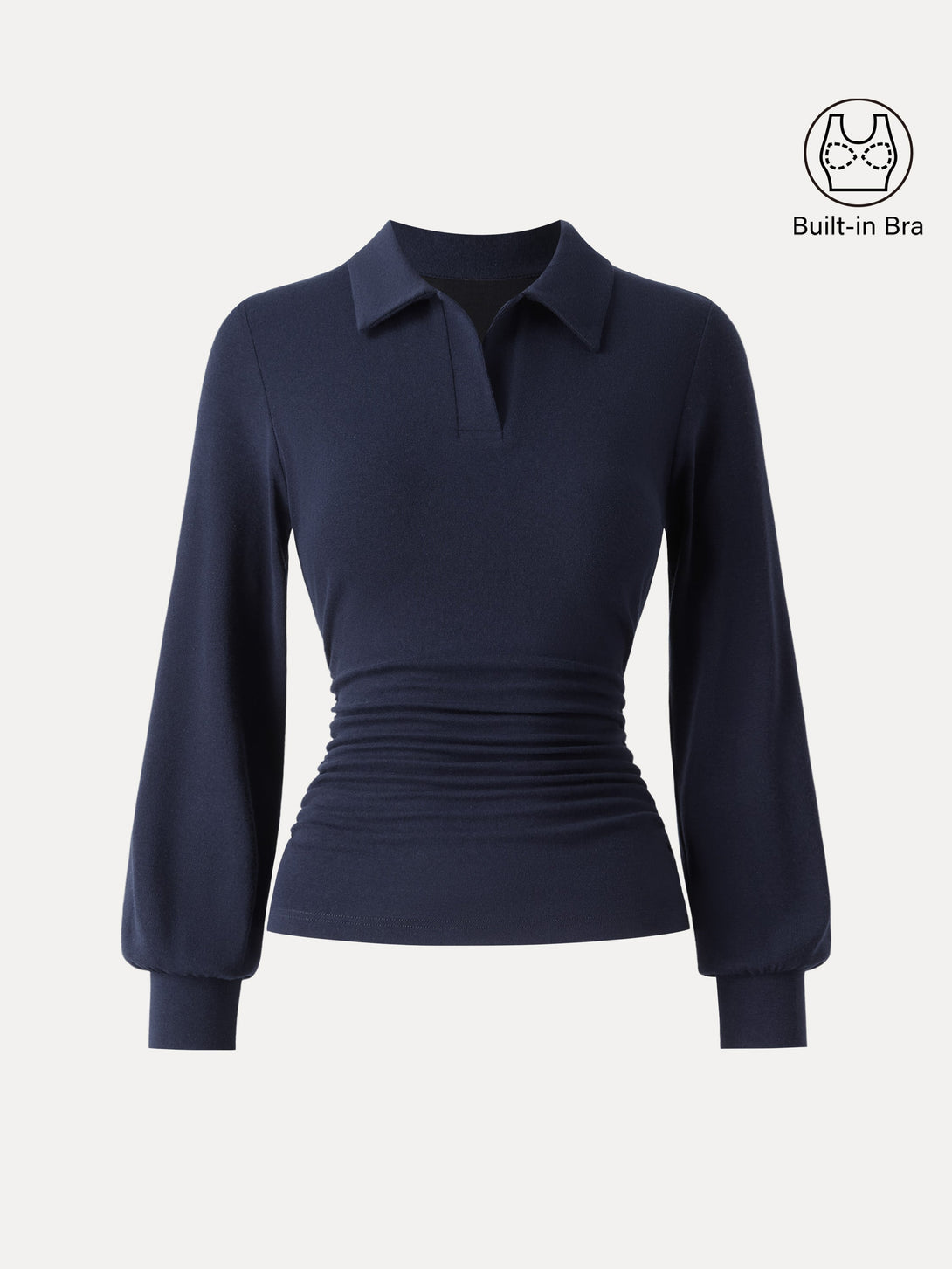 Light Warm Polo Neck Side Ruched Brami Top