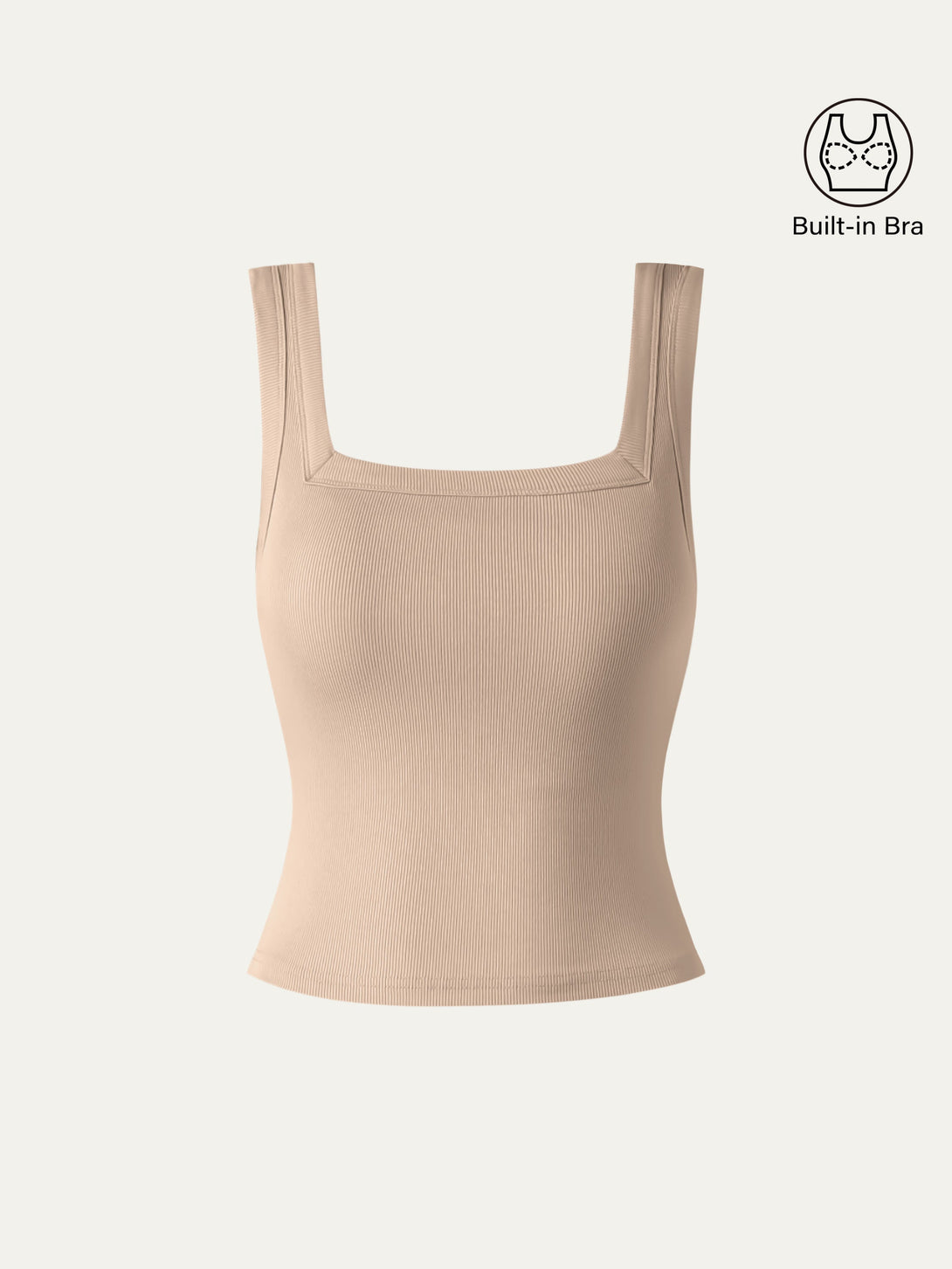 Slinky Square Open-Back Brami Tank Top Natural Calico Cropped