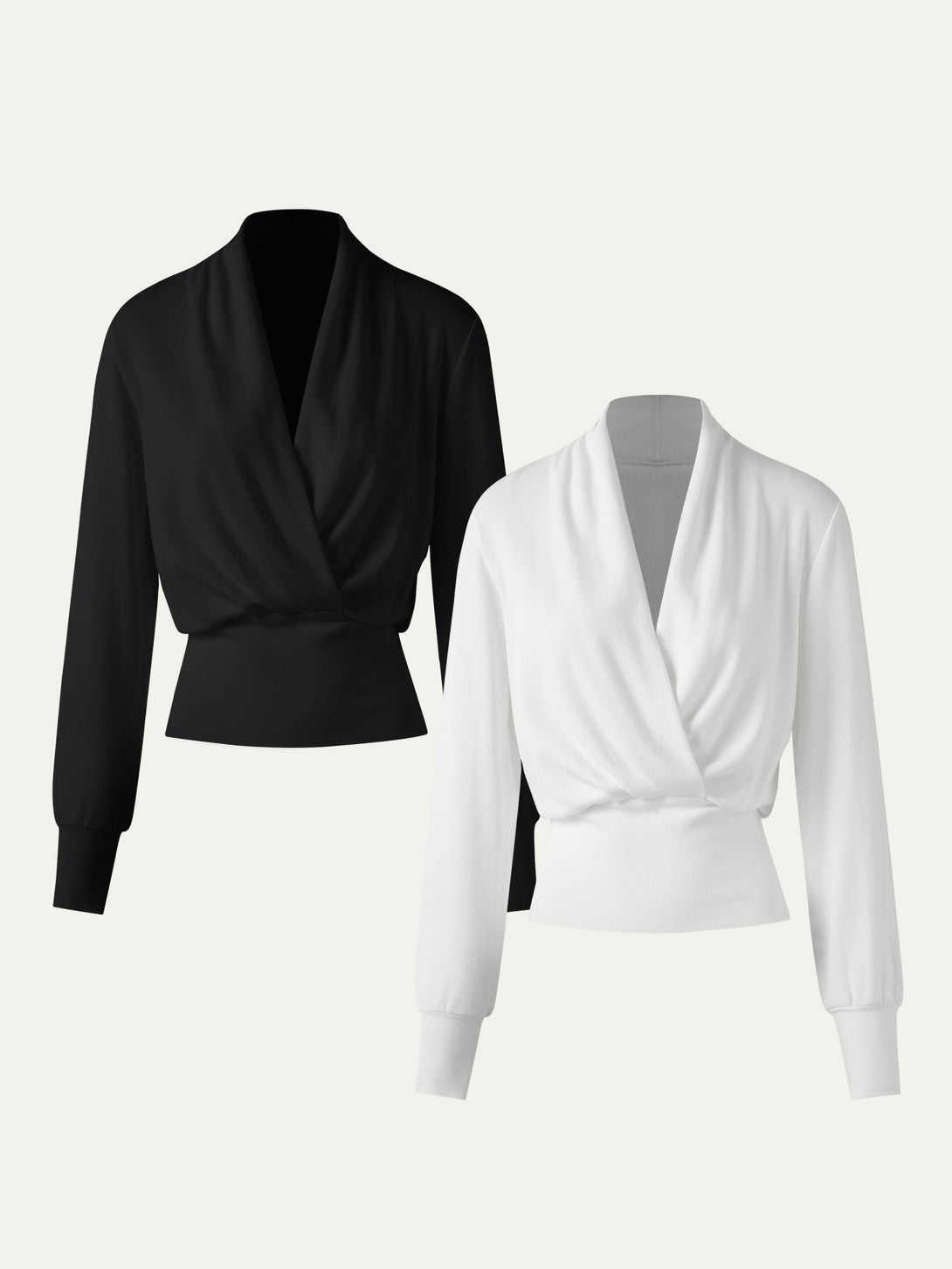 Surplice Tuckable Top White/Black XS