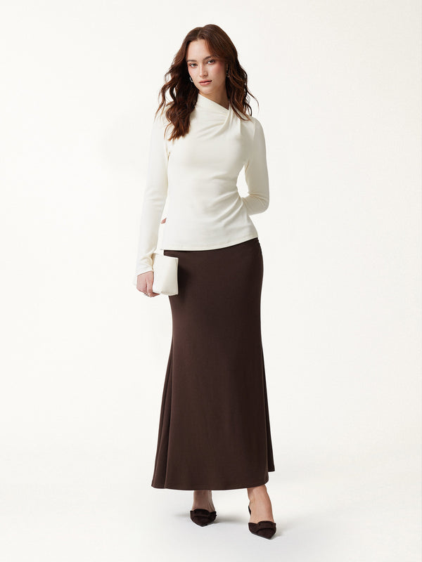 OGLmove LiteWarm Draped Mock Neck Long Sleeve Top