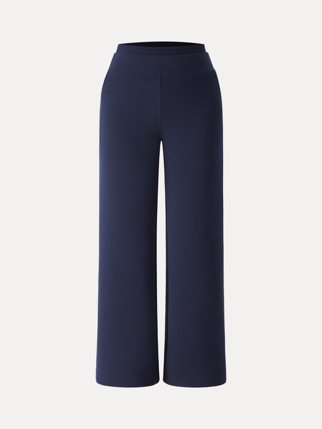 Double Waistband Straight Leg Pants with Pockets Petite Universe Navy