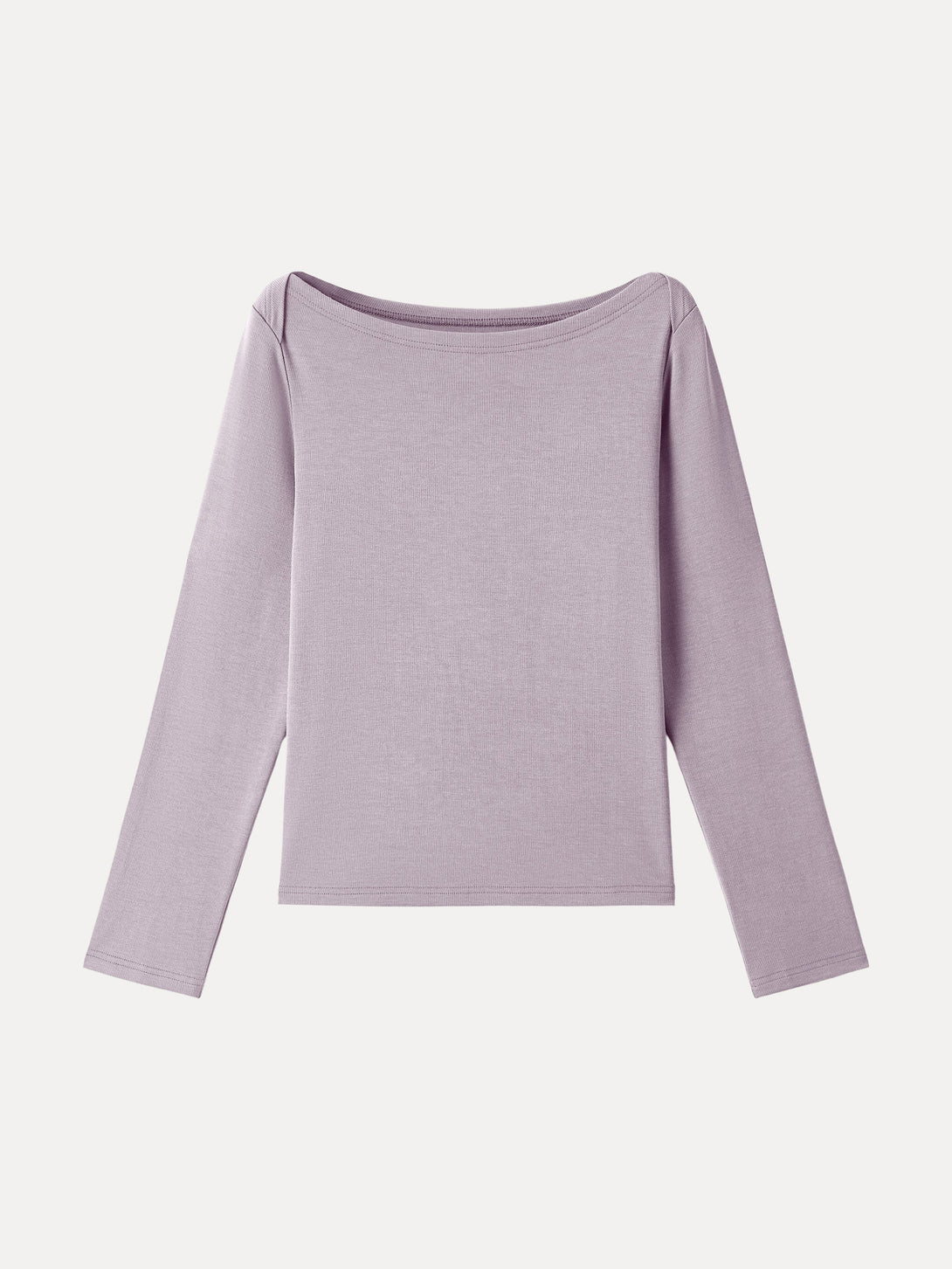 Relaxed Fit Boatneck Long Sleeve Top Pale Lilac XS