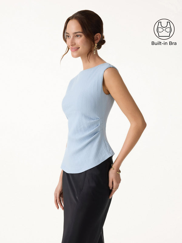 OGLmove Stretch Cotton Tucked Asymmetrical Hem Bra Top
