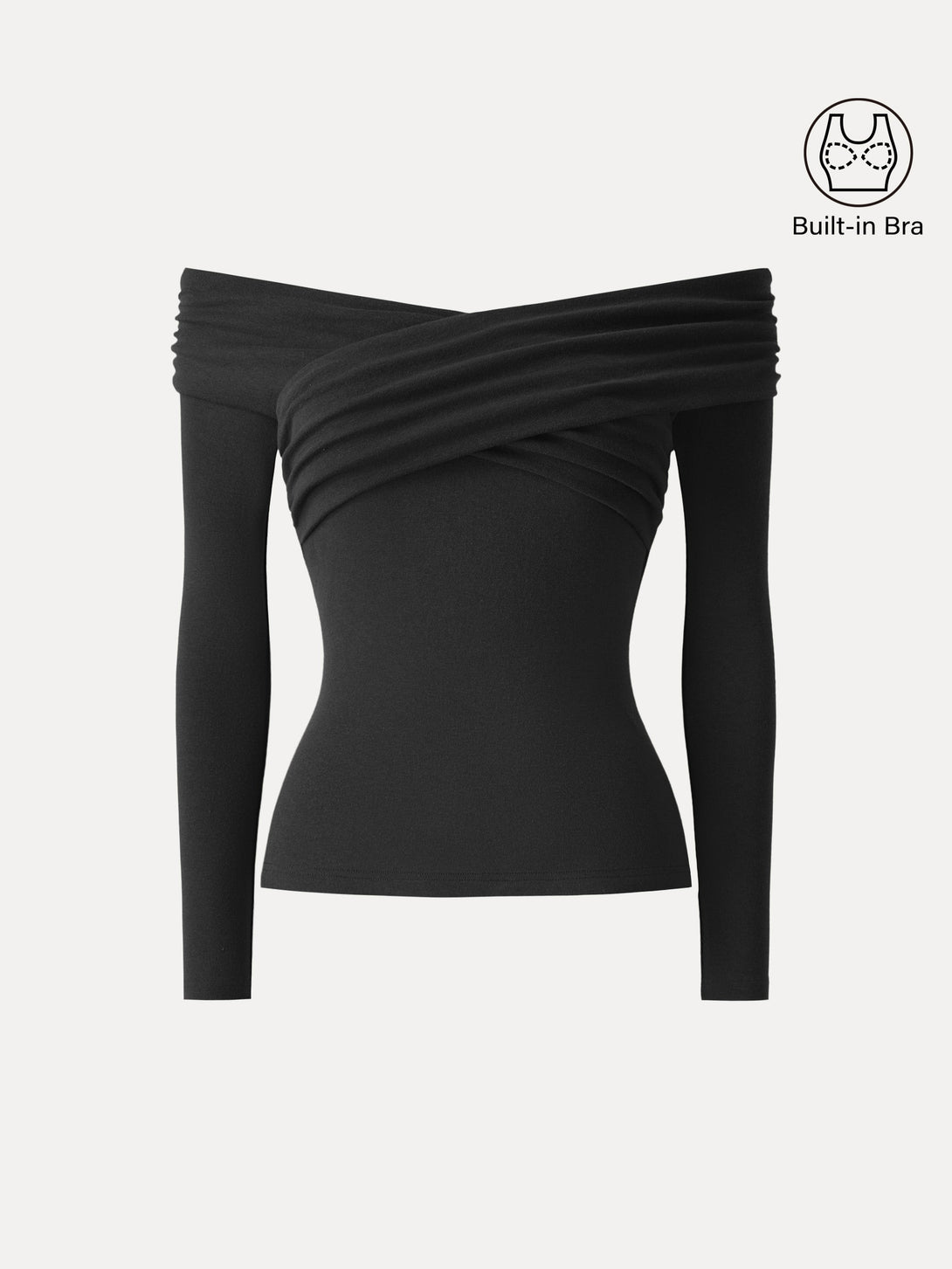 Light Warm Criss Cross Off-Shoulder Brami Top Black XS
