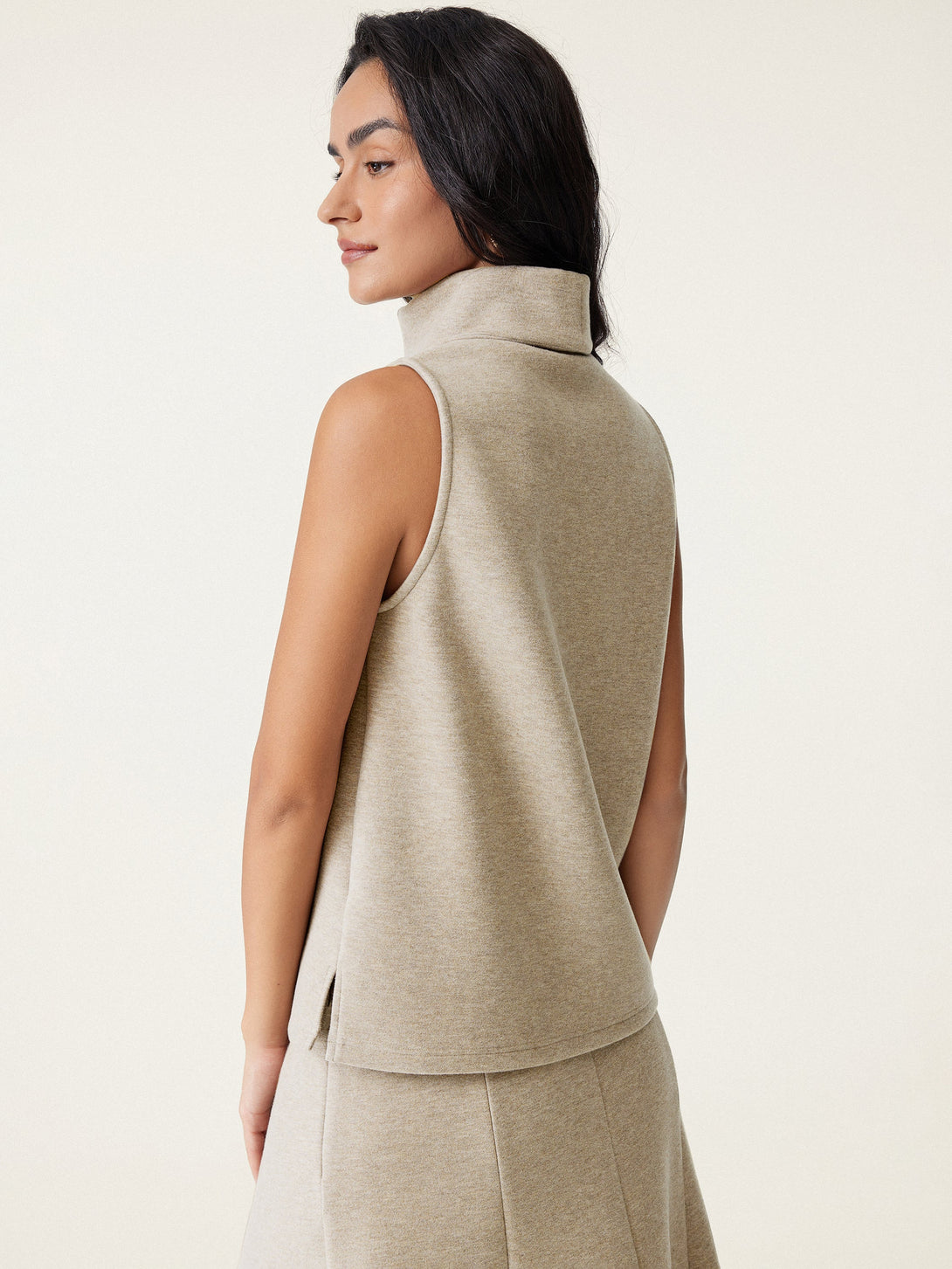 2Pcs Set Split Hem Top & High Waisted Straight Leg Pant