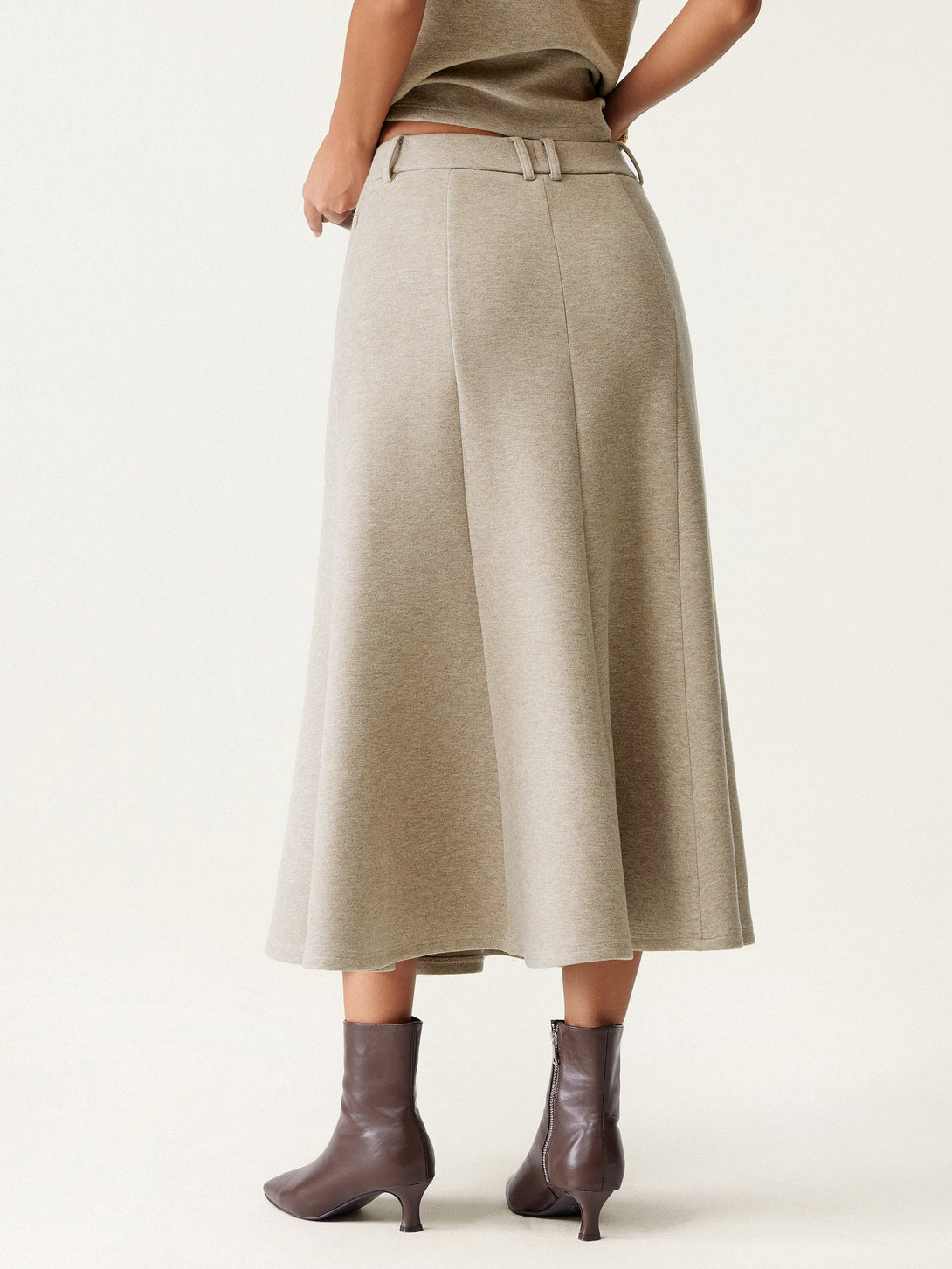 2Pcs Set Split Hem Top & High Waisted Midi Skirt